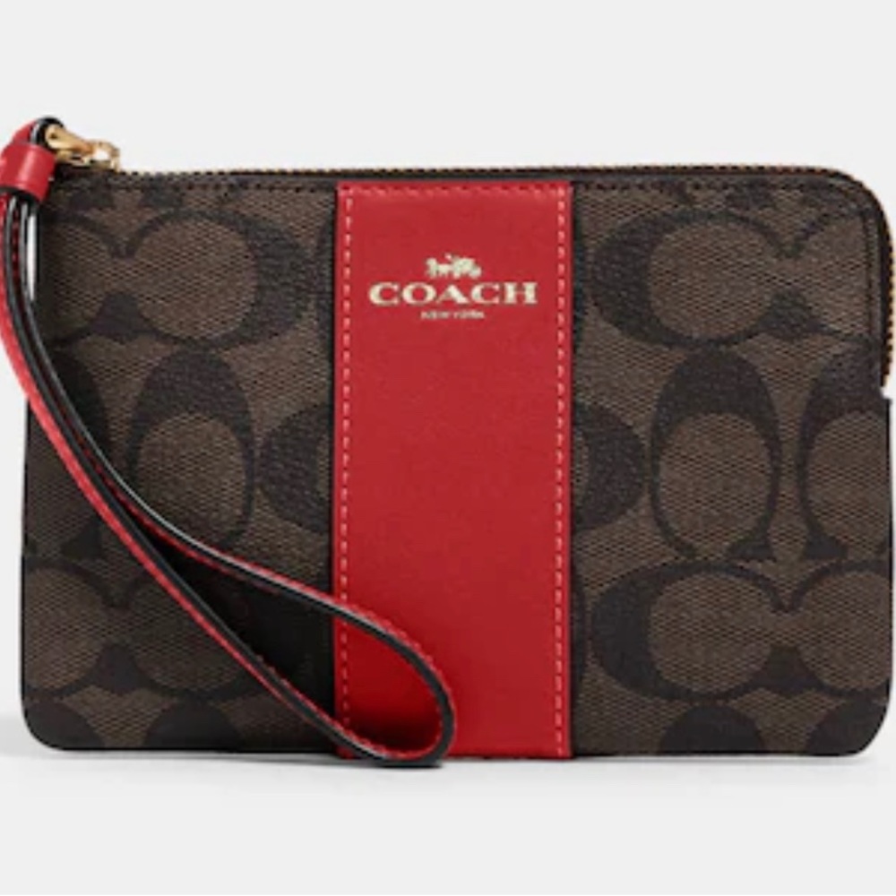 Coach-Corner Zip Wristlet In Signature Canvas